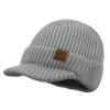 Clakllie Newsboy Cap with Goggles Visor Beanie Cap for Men Stylish Brim Knit Skully Hats Ski Winter Snow Caps,Gray view 1