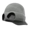 Clakllie Newsboy Cap with Goggles Visor Beanie Cap for Men Stylish Brim Knit Skully Hats Ski Winter Snow Caps,Gray view 2
