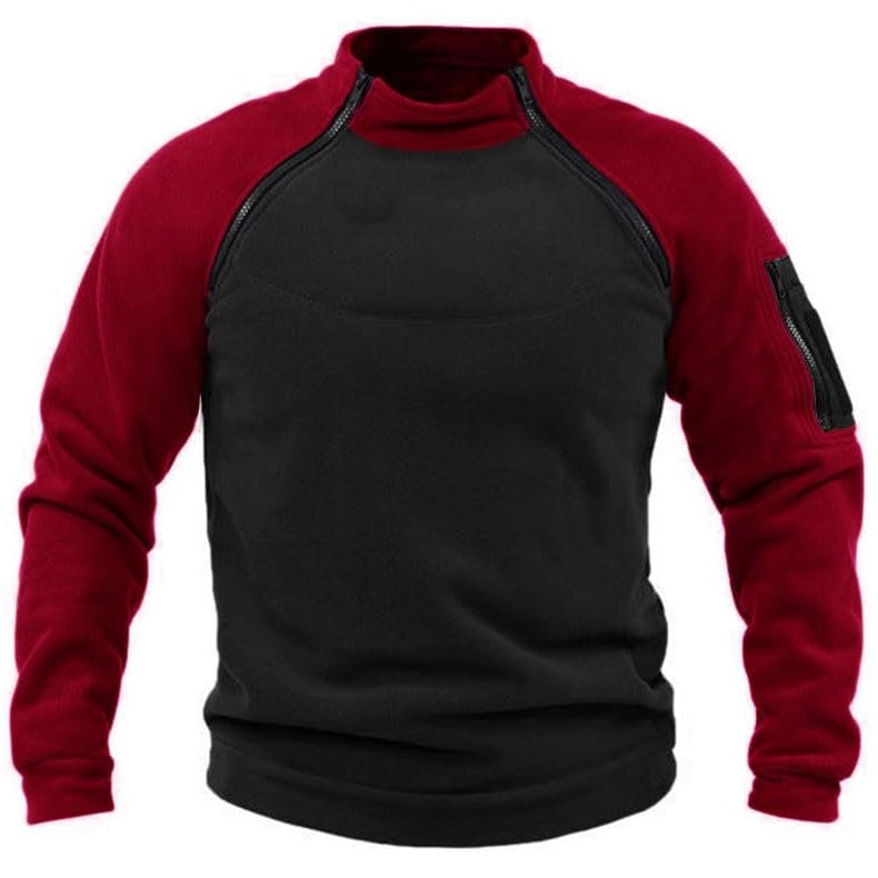 GOKKILRW Mens Fleece Tactical Pullover Winter Warm Thicken Quarter Zip Military Tactical Jacket Outdoor Thremal Sherpa Lined Combat Pullover Sweater
