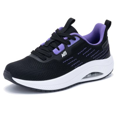 ephiza Women's Walking Shoes with Arch Support Orthotic Sneakers for Plantar Fasciitis Heel and Foot Pain Relief Tennis PurpleBlack Size 7.5