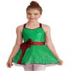 Huimingda Girls Christmas Shiny Sequin Sleeveless Dress Ballet Dance Leotard Dress Cheer Performance Costume Green A 12 Years view 1