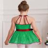 Huimingda Girls Christmas Shiny Sequin Sleeveless Dress Ballet Dance Leotard Dress Cheer Performance Costume Green A 12 Years view 2
