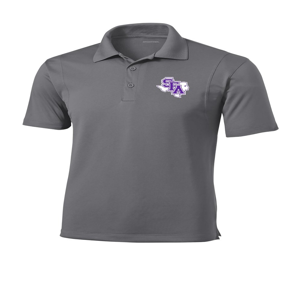 Sport Your Gear Stephen F. Austin Lumberjacks Prime Athletic Logo Micropique Sport-Wick Golf Polo (Sport Gray - Large)