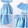 9T 10T Girl Maxi Princess Tulle Dress 9-10 Years Off Shoulder Mesh Birthday Party Dress Gowns Kids Holiday Fancy Dresses Blue view 2
