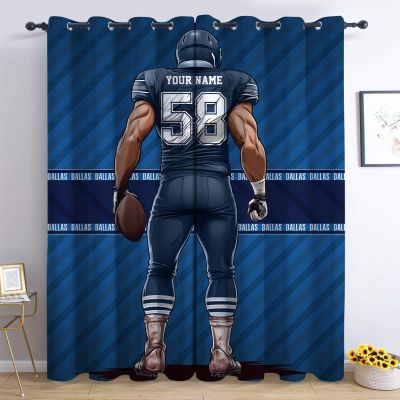 Midkepf Dallas Curtains, Custom Blackout Curtains for Bedroom, Personalized Name and Number Drapes with Grommet, Football Style Curtain Panels for Windows Living Room 2 Panels Gift