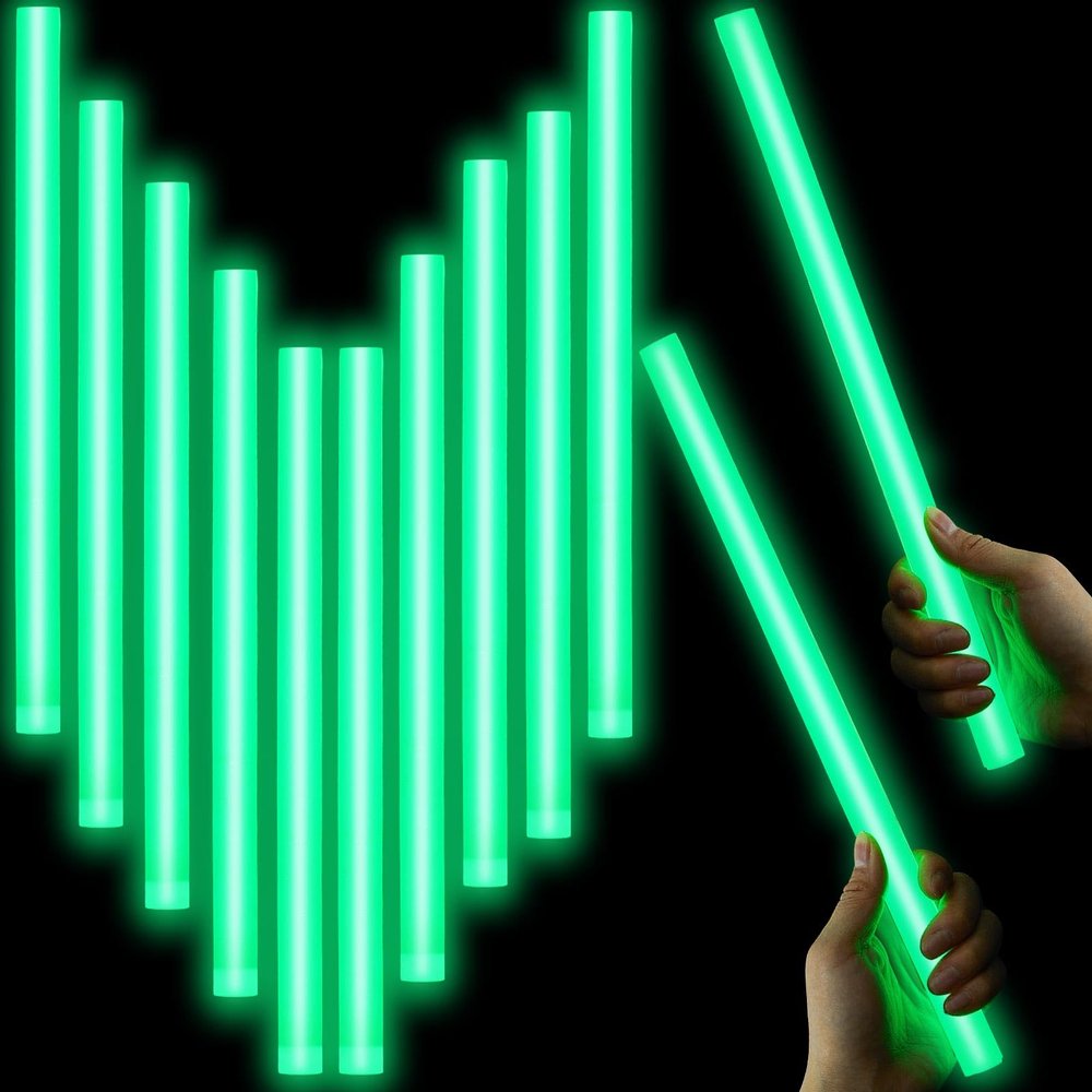 Lewtemi 10 Pcs Large Glow Sticks Big Giant Jumbo Halloween Christmas Emergency Light Stick for Camping Accessories, Survival Kit(Green,16 Inch)