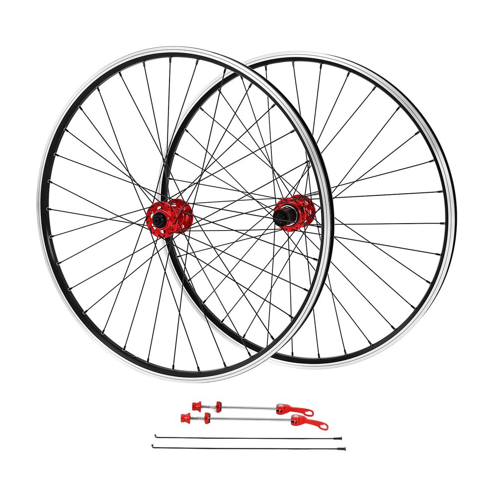 29 inch Mountain Bike Wheel Kit, MTB Wheelset Front & Rear Wheel Set Rims Hub, Aluminum Alloy Rim Disc Brake MTB Wheelset, Disc Brake MTB Wheelset for Cassette Bicycle Wheelset (Red)