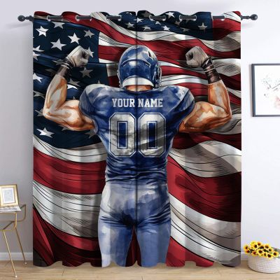 Midkepf Dallas Curtains, Custom Blackout Curtains for Bedroom, Personalized Name and Number Drapes with Grommet, Football Style Curtain Panels for Windows Living Room 2 Panels Gift