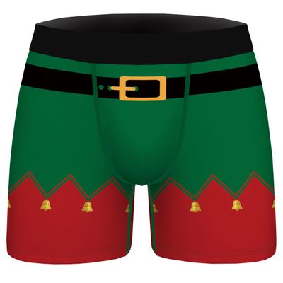 Ainuno Elf Boxer Briefs Funny Christmas Elf Costume for Men, Mens Ugly Xmas Underwear Boxers Red Green Holiday Pajama Shorts Unique Cute Elves Accessories Small Stuff Gifts