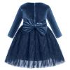 Blue Christmas Dresses for Girls Long Sleeve Feather Velvet Dress Toddler Girl Tutu Tulle Dress Kids Fall Winter Fancy Party Twirl Plush Dress Round Neck Birthday Photo Shoot Royal Blue 4-5 Years view 1