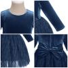 Blue Christmas Dresses for Girls Long Sleeve Feather Velvet Dress Toddler Girl Tutu Tulle Dress Kids Fall Winter Fancy Party Twirl Plush Dress Round Neck Birthday Photo Shoot Royal Blue 4-5 Years view 2