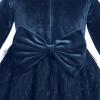 Blue Christmas Dresses for Girls Long Sleeve Feather Velvet Dress Toddler Girl Tutu Tulle Dress Kids Fall Winter Fancy Party Twirl Plush Dress Round Neck Birthday Photo Shoot Royal Blue 4-5 Years view 4