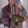 Faretumiya Women Open Front Puffer Jacket Vinatge Floral Crop Quilted Cardigan Y2k Patchwork Padded Coat Streetwear(Colorfull Khaki,Small) view 2