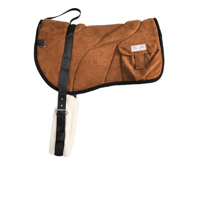 Harrison Howard Ergonomically Designed Correct Bareback Pad with Side Pockets Extra Thick Center for Maximum Support Anti-Slip Bareback Pad Comes with Matching Girth Brown