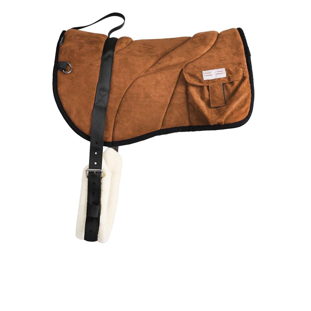 Harrison Howard Ergonomically Designed Correct Bareback Pad with Side Pockets Extra Thick Center for Maximum Support Anti-Slip Bareback Pad Comes with Matching Girth Brown
