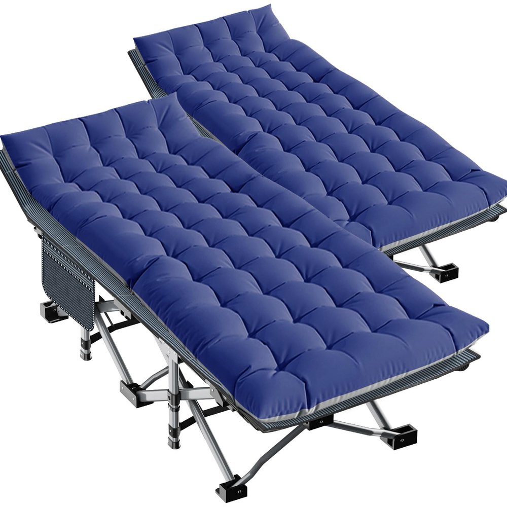 LILYPELLE Oversized XXL Folding Camping Cot, 78" L x 32" W x 18" H Heavy Duty Sleeping Cots with Carry Bag, Double Layer Oxford Portable Travel Camp Cots for Home, Office Nap and Outdoor Beach