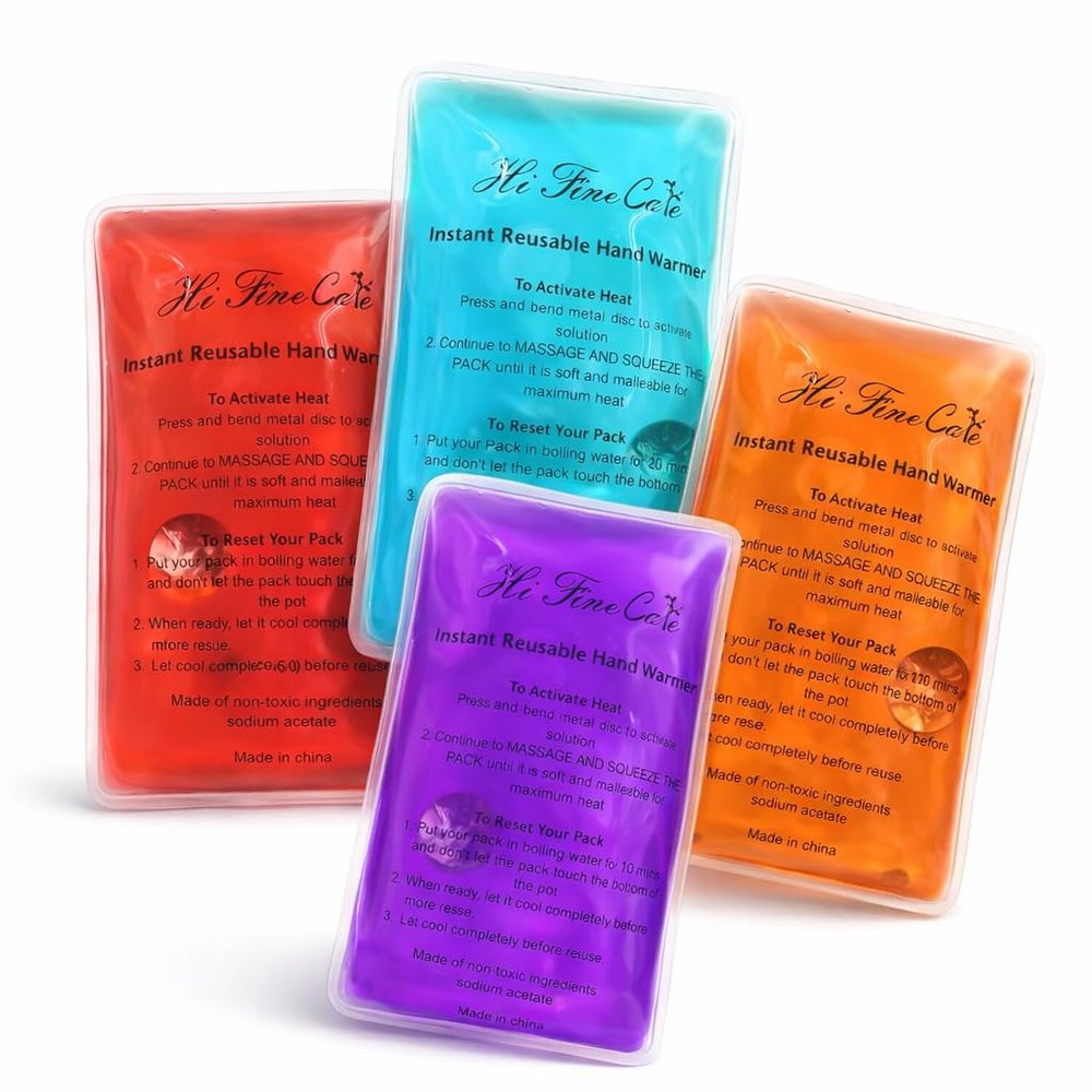 Reusable Snap Heat Pack, Hand Warmers Click, Boil Click Heat Pocket Hand Warmer, Pouch Gel Hand Warmers Long Lasting Warmth (4 Pack