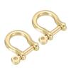 PATIKIL D-Ring Shackle, 2 Pack 9mm Inner Width Pure Brass U Type Fob Key Hook Small Bow Shackles for DIY Craft Leather Replacement view 1