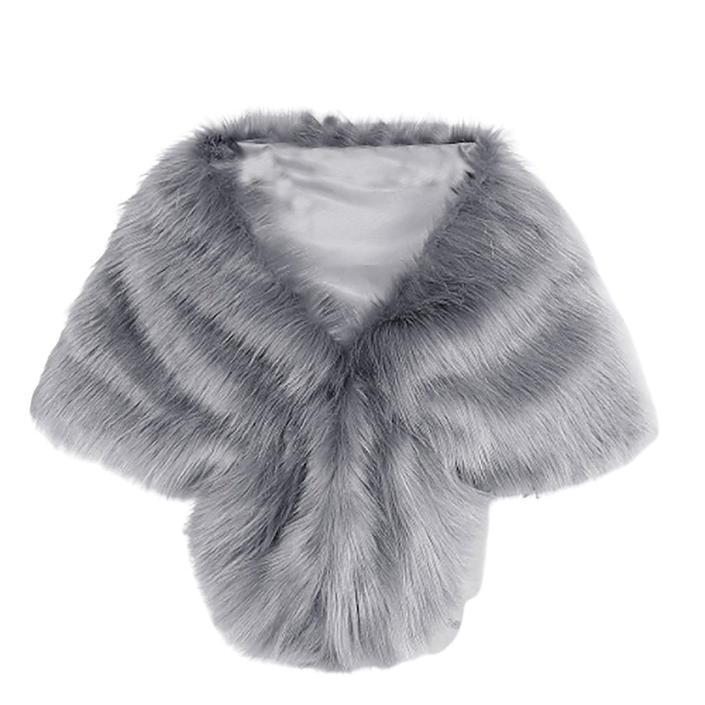 Fashion Elegant Bridal Wedding Faux Fur Long Shawl Wrap Warm Scarf Bridesmaids Christmas Gifts For Women