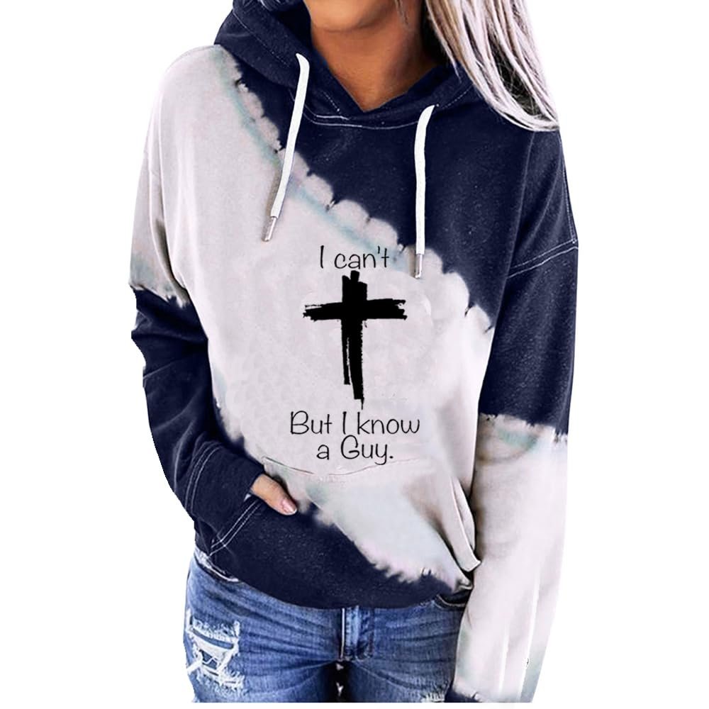 I Know A Guy Long Sleeve Shirt I Cant But I Know A Guy Long Sleeve Fun Christian Tops Vintage T-Shirts Tops Blue