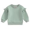 Doisbetthsay Baby Girl Boy Sweatshirts Toddler Trendy Solid Color Crew Neck Long Sleeve Pullovers Child Loose Top Green view 1