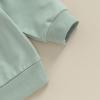 Doisbetthsay Baby Girl Boy Sweatshirts Toddler Trendy Solid Color Crew Neck Long Sleeve Pullovers Child Loose Top Green view 2