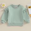 Doisbetthsay Baby Girl Boy Sweatshirts Toddler Trendy Solid Color Crew Neck Long Sleeve Pullovers Child Loose Top Green view 3