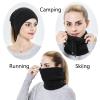 2 in 1 USB Heated Hat Winter Knitted Hat Running Hats Fleece Skull Cap Neck Warmer Circle Loop Scarf for Women Black view 3