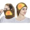 2 in 1 USB Heated Hat Winter Knitted Hat Running Hats Fleece Skull Cap Neck Warmer Circle Loop Scarf for Women Coffee