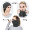 2 in 1 USB Heated Hat Winter Knitted Hat Running Hats Fleece Skull Cap Neck Warmer Circle Loop Scarf for Women Dark Gray view 3