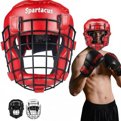 Boxing Headgear MMA Muay Thai, Removable Face Grill, Head Gear for Sparring Grappling Martial Arts Kickboxing Karate Taekwondo BJJ Training Head Guard