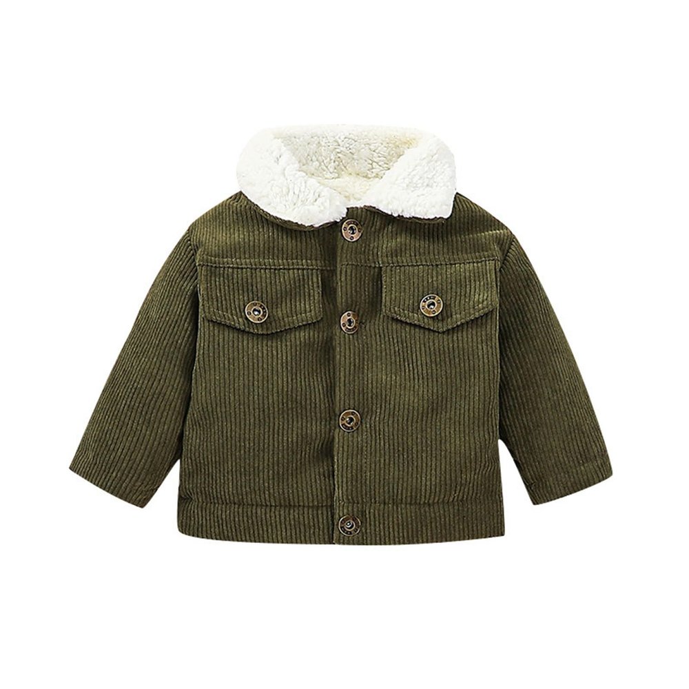 Baby Boys Girls Corduroy Jacket Kids Toddler erpa Lined Top Lapel Button Down Thicked Warm Coat (Green, 3-6 Months)