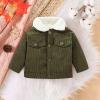 Baby Boys Girls Corduroy Jacket Kids Toddler erpa Lined Top Lapel Button Down Thicked Warm Coat (Green, 3-6 Months) view 2