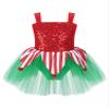dPois Girls Christmas Tutu Dress Dance Figure Ice Skating Dress Xmas Mrs Santa Elf Dress Up Party Costume Red 8 Years view 1