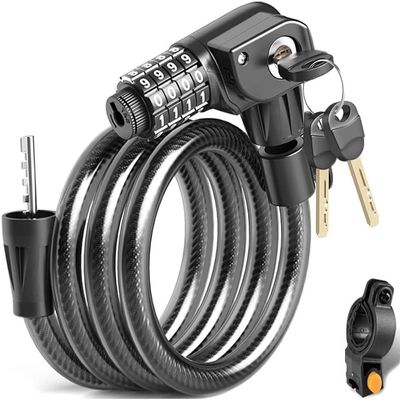 ZECHAO Night Vision Lamp Bike Lock,4-Digit Resettable Combination Lock Cable Locks with Mounting Bracket Mountain Bike Anti-Theft Lock Anti-Theft Lock (Color : Black, Size : 100cm)