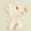 Fernvia Toddler Baby Girl Clothes 3 6 9 12 18 24 Months Fall Outfits Solid Long Sleeve Sweatshirt Tops + Pants Set (F-Beige, 12-18 Months) view 2