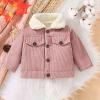 Baby Boys Girls Corduroy Jacket Kids Toddler erpa Lined Top Lapel Button Down Thicked Warm Coat (Pink, 3-6 Months) view 2