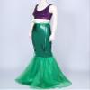 Miutii Women's Mermaid Tail Costume Skirt Fish Scale Print High Waist Hip Skirt Sequins Long Maxi Dress Purple&Green 3X-Large view 2
