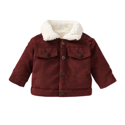 Baby Boys Girls Corduroy Jacket Kids Toddler erpa Lined Top Lapel Button Down Thicked Warm Coat (Red, 12-18 Months)