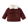 Baby Boys Girls Corduroy Jacket Kids Toddler erpa Lined Top Lapel Button Down Thicked Warm Coat (Red, 12-18 Months)