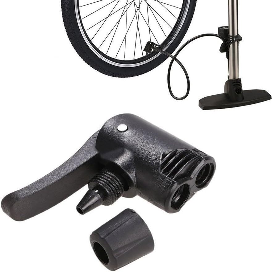 Black Pump Adapter Valve, 3 in 1 Replacement Dual Head Air Pump Adapter Valve Bicycle Bike Cycle Tyre Tube Pump AdapterBike Floor Pumps