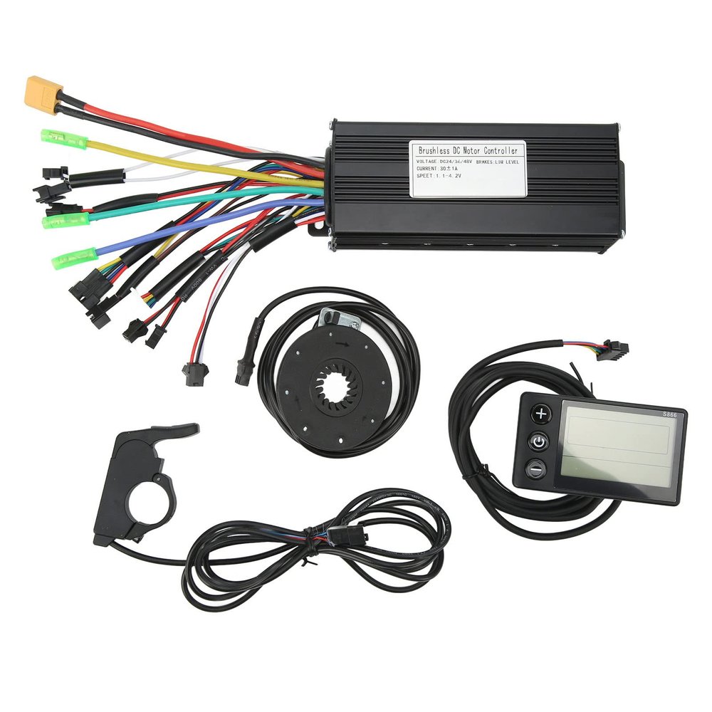 36v/48v 750w/1000w Electric Bike Controller Kit, Aluminum Alloy Ebike Conversion Kit, 30a Sine Wave Controller with Panel Dc24 36 48v for Electric Bicycles, Electric Vehicles, Electric Scooters