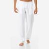 Linen Pants Men Big Tall Casual Cotton Yoga Pants with Pockets Drawstring Elastic Waist Straight-Leg Lightweight Pants Loose Soft Breathable Summer Beach Pants Trousers (A1-White,XX-Large) view 2