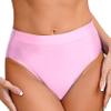 Hedmy Women Oil Glossy High Waist Booty Shorts High Cut Thong Briefs Panties Shiny Rave Dance Bottoms Pink Medium view 3