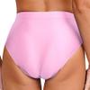 Hedmy Women Oil Glossy High Waist Booty Shorts High Cut Thong Briefs Panties Shiny Rave Dance Bottoms Pink Medium view 4