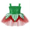 dPois Girls Christmas Tutu Dress Dance Figure Ice Skating Dress Xmas Mrs Santa Elf Dress Up Party Costume Green 6 Years view 1