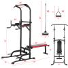 Arlopu Power Tower with Bench, Pull Up Bar Stand, Dip Bar w/Folding Bench 4 Ropes Strength Training, Multi-Function Fitness Equipment for Home Gym, Adjustable Heights and Angles Dip Station, 400LBS view 2