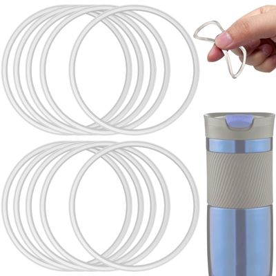10 Pcs Replacement Gasket Rubber Lid Seals Compatible with 16 & 20 oz Contigo Snapseal Byron Travel Mug Ring, Silicone Leak-Proof Replacement Part for Contigo Coffee Travel Tumbler, White