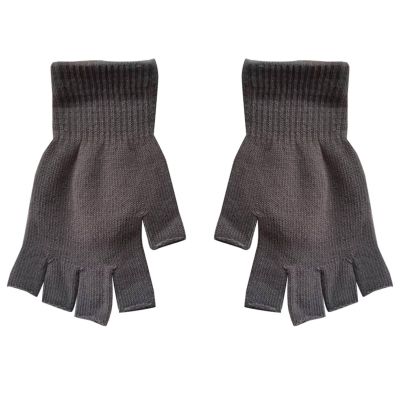Fingerless Gloves for Women Half Finger Gloves Winter Stretchy Knit Fingerless Mittens Unisex for Cold (Grey, 18-40)