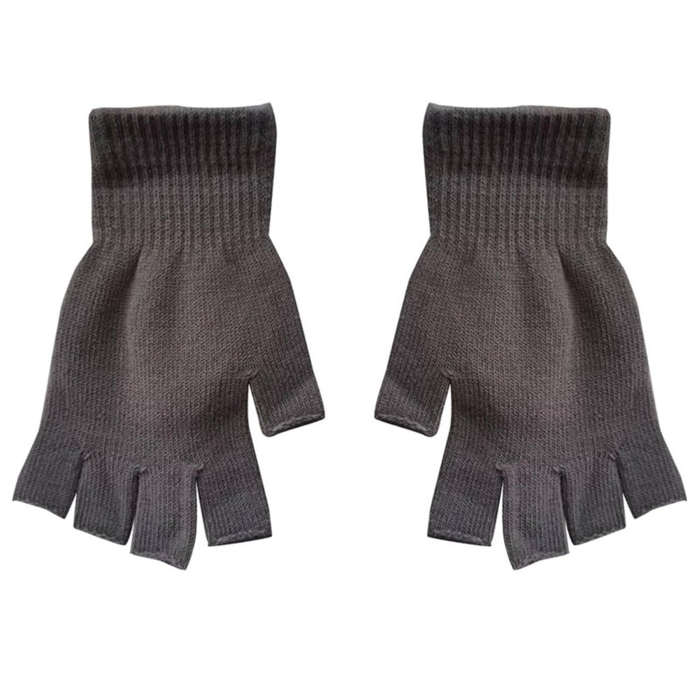 Fingerless Gloves for Women Half Finger Gloves Winter Stretchy Knit Fingerless Mittens Unisex for Cold (Grey, 18-40)
